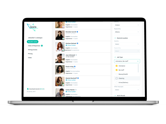 Candidates search filters